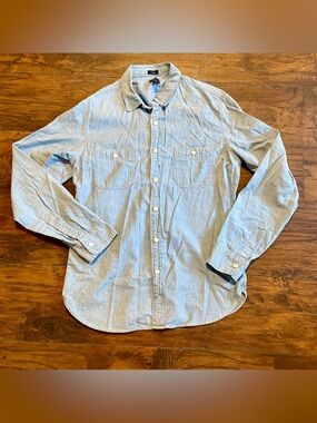 J. Crew Womens Everyday Chambray Shirt, Light Blue Denim Size Large